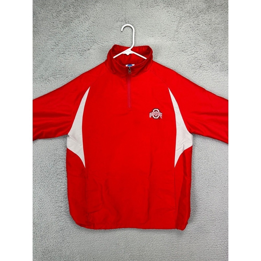 NCAA Jacket Mens Small Red Ohio State Buckeyes Quarter Zip Pullover Long Sleeve